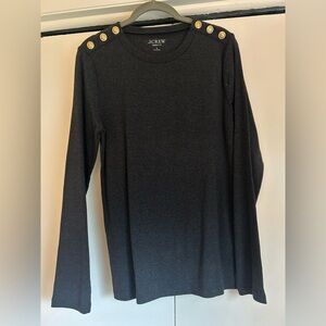J.Crew charcoal long sleeve cotton shirt with Gold Button Accents